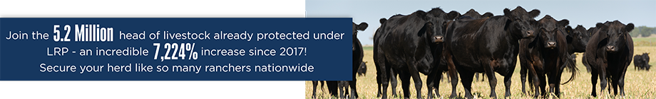 Join the 5.2 million head of livestock already protected under LRP - an incredible 7,224% increase since 2017! Secure your herd like so many ranchers nationwide